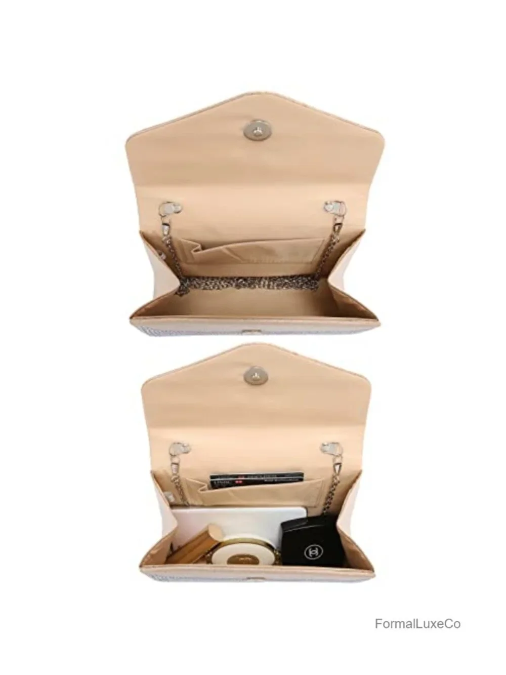 Evening Bag Clutch Wedding Purse with Rhinestones and Detachable Chain